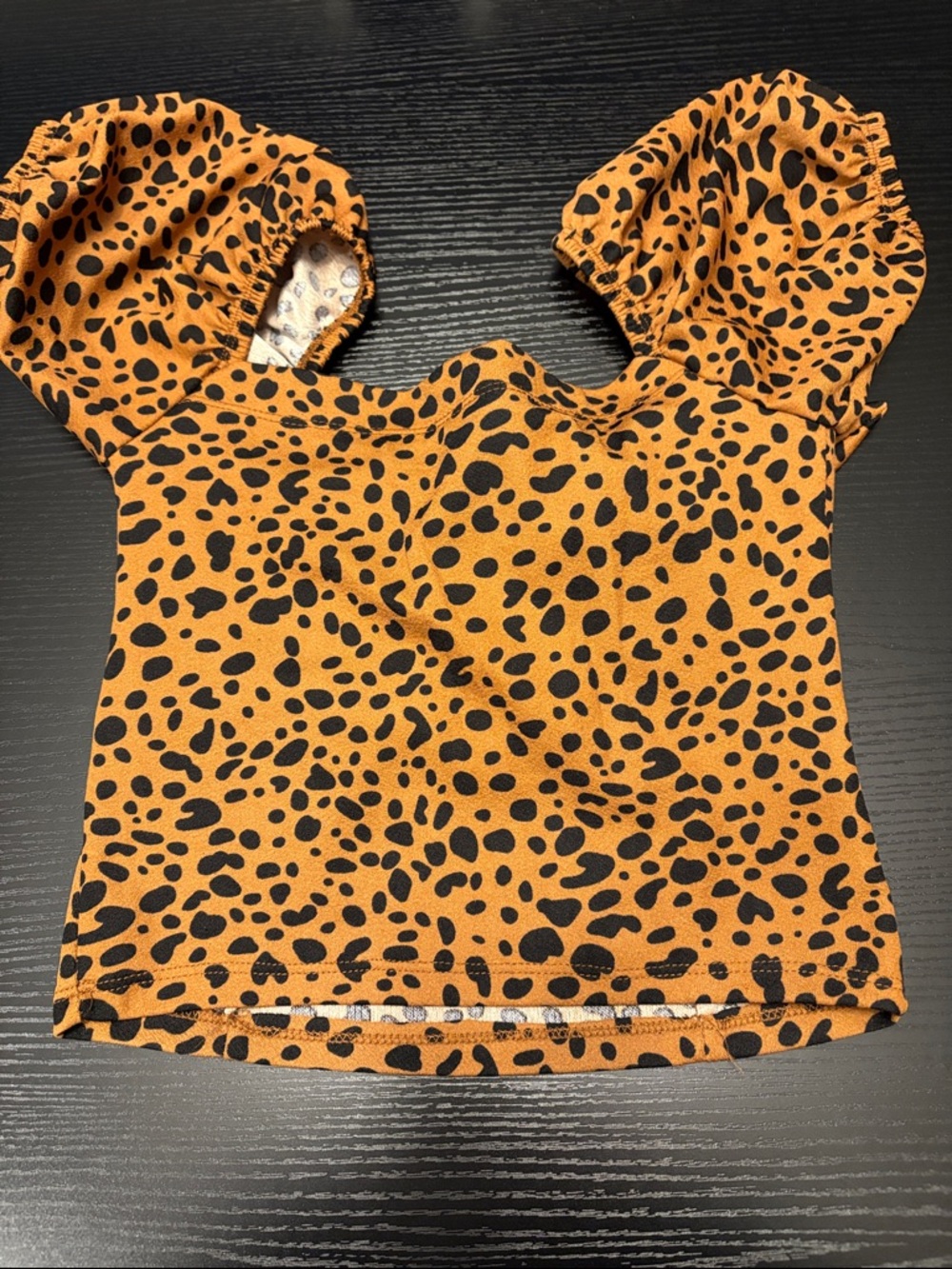 Leopard print Puff Sleeve Crop Top Blouse - Size Small - Picture 6 of 7